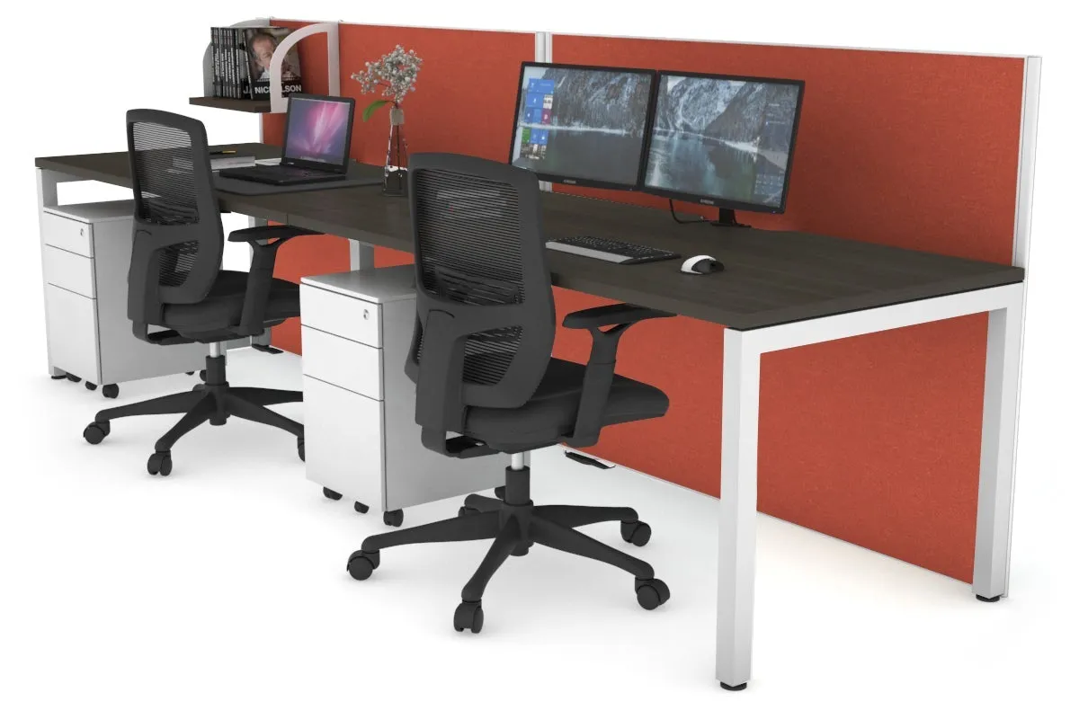 Horizon Quadro 2 Person Run Square Legs Office Workstation [1200L x 800W with Cable Scallop]