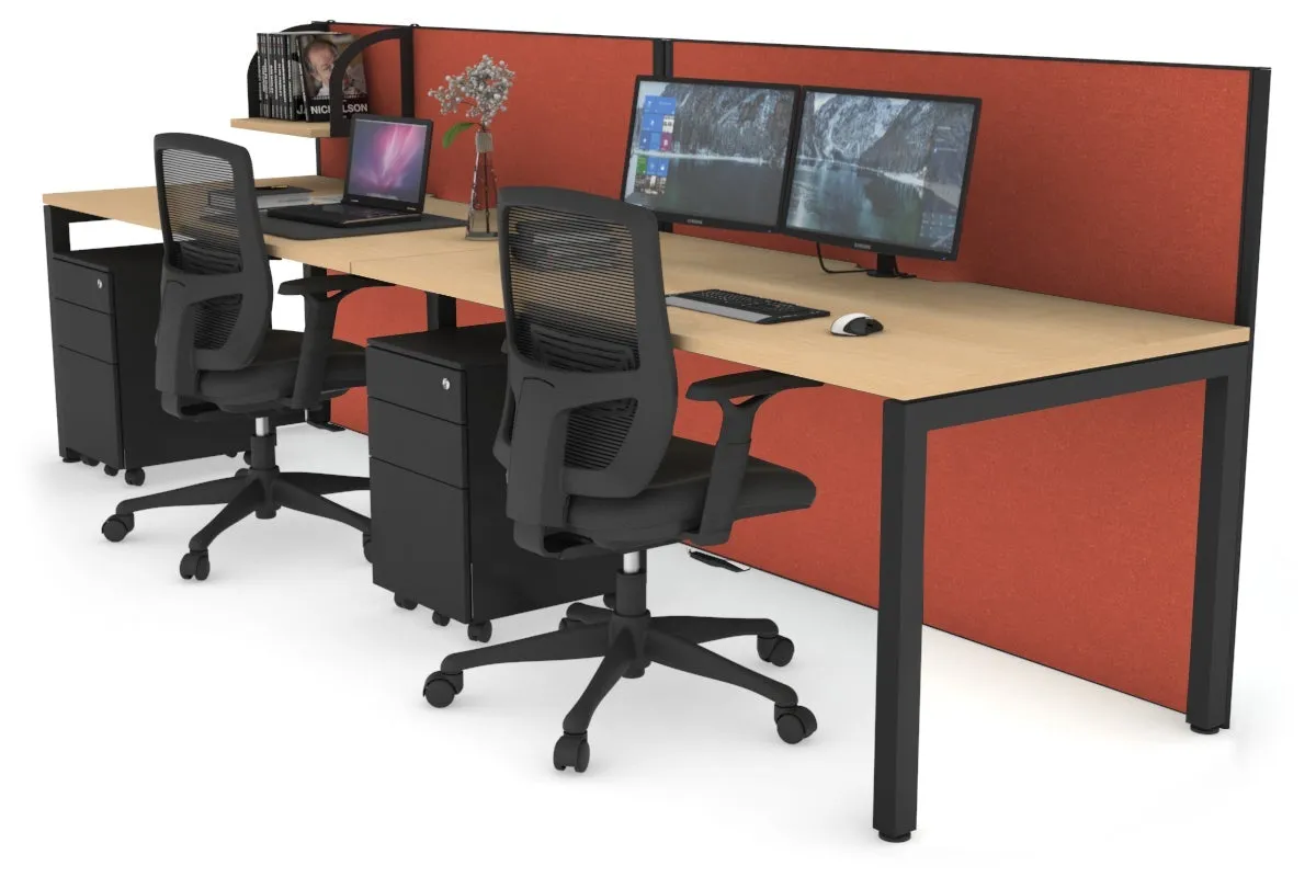 Horizon Quadro 2 Person Run Square Legs Office Workstation [1200L x 800W with Cable Scallop]