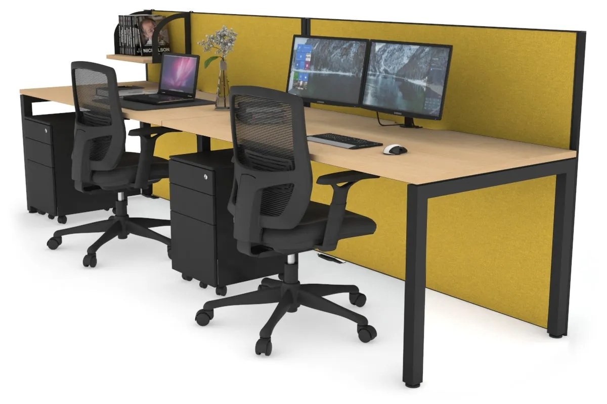 Horizon Quadro 2 Person Run Square Legs Office Workstation [1200L x 800W with Cable Scallop]