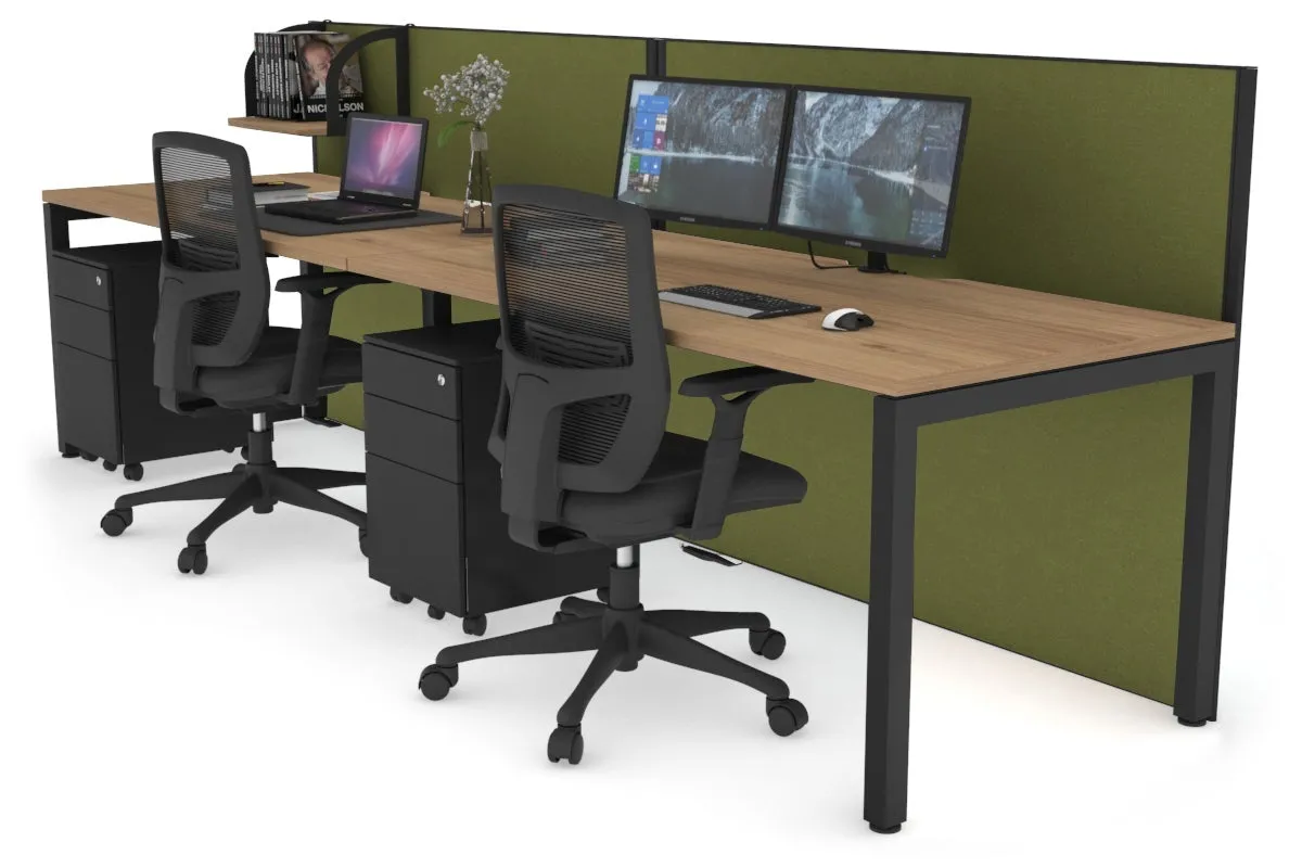 Horizon Quadro 2 Person Run Square Legs Office Workstation [1200L x 800W with Cable Scallop]