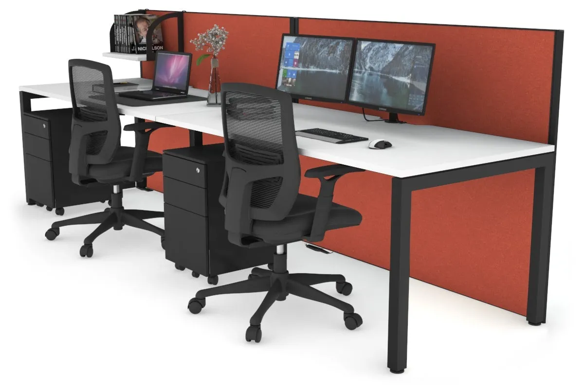 Horizon Quadro 2 Person Run Square Legs Office Workstation [1200L x 800W with Cable Scallop]