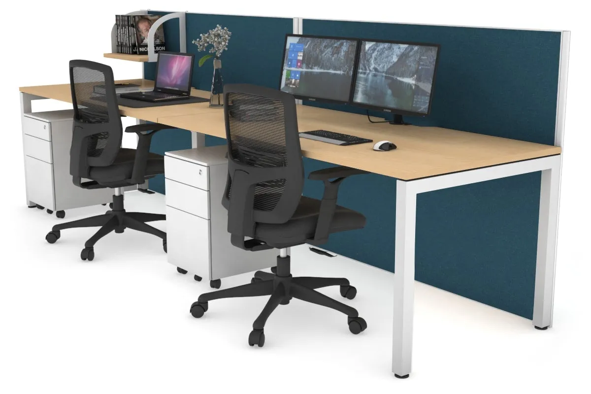 Horizon Quadro 2 Person Run Square Legs Office Workstation [1200L x 800W with Cable Scallop]