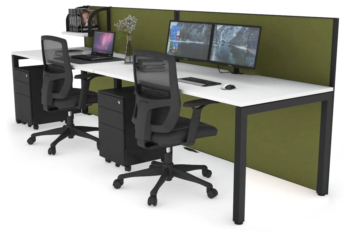 Horizon Quadro 2 Person Run Square Legs Office Workstation [1200L x 800W with Cable Scallop]