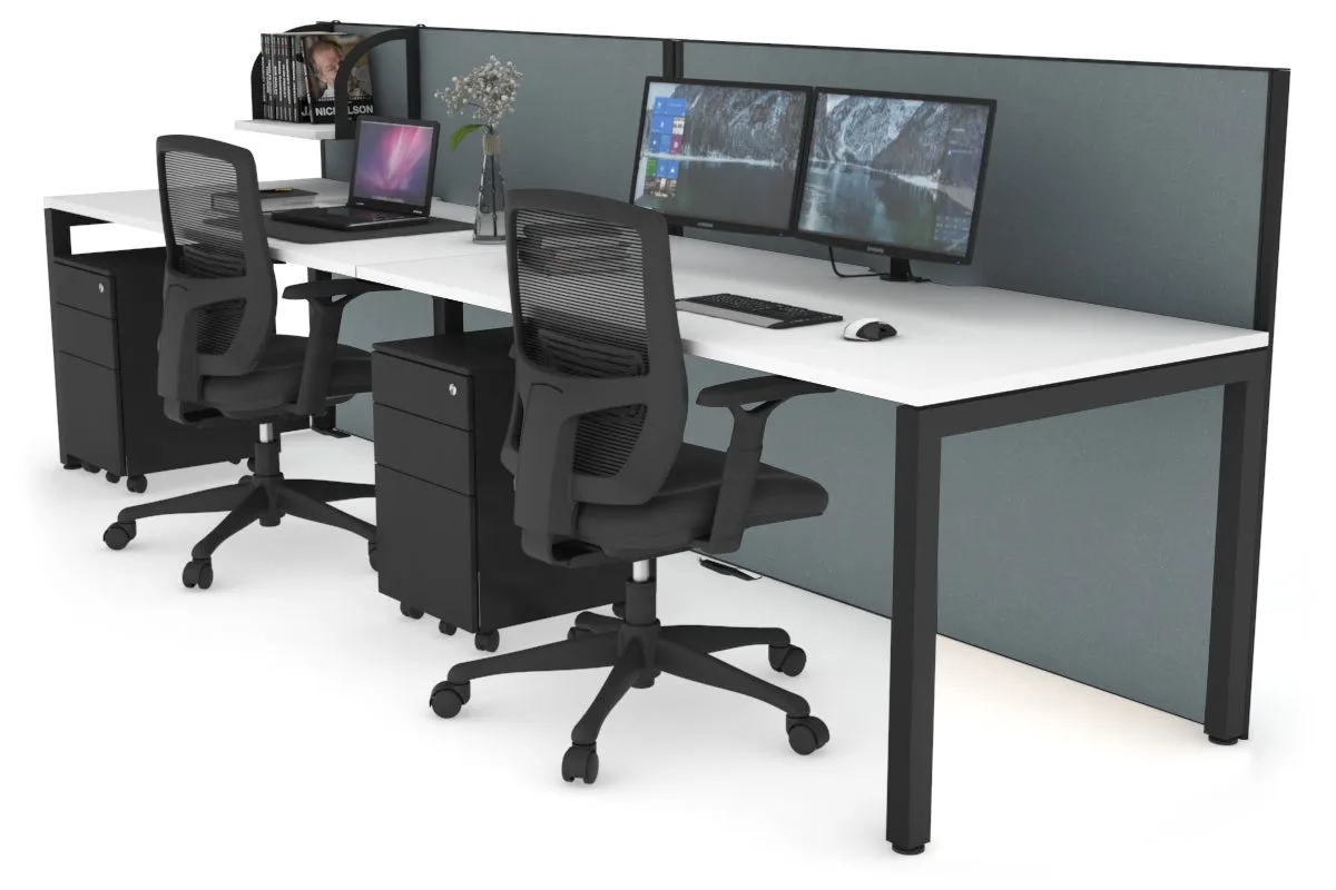 Horizon Quadro 2 Person Run Square Legs Office Workstation [1200L x 800W with Cable Scallop]