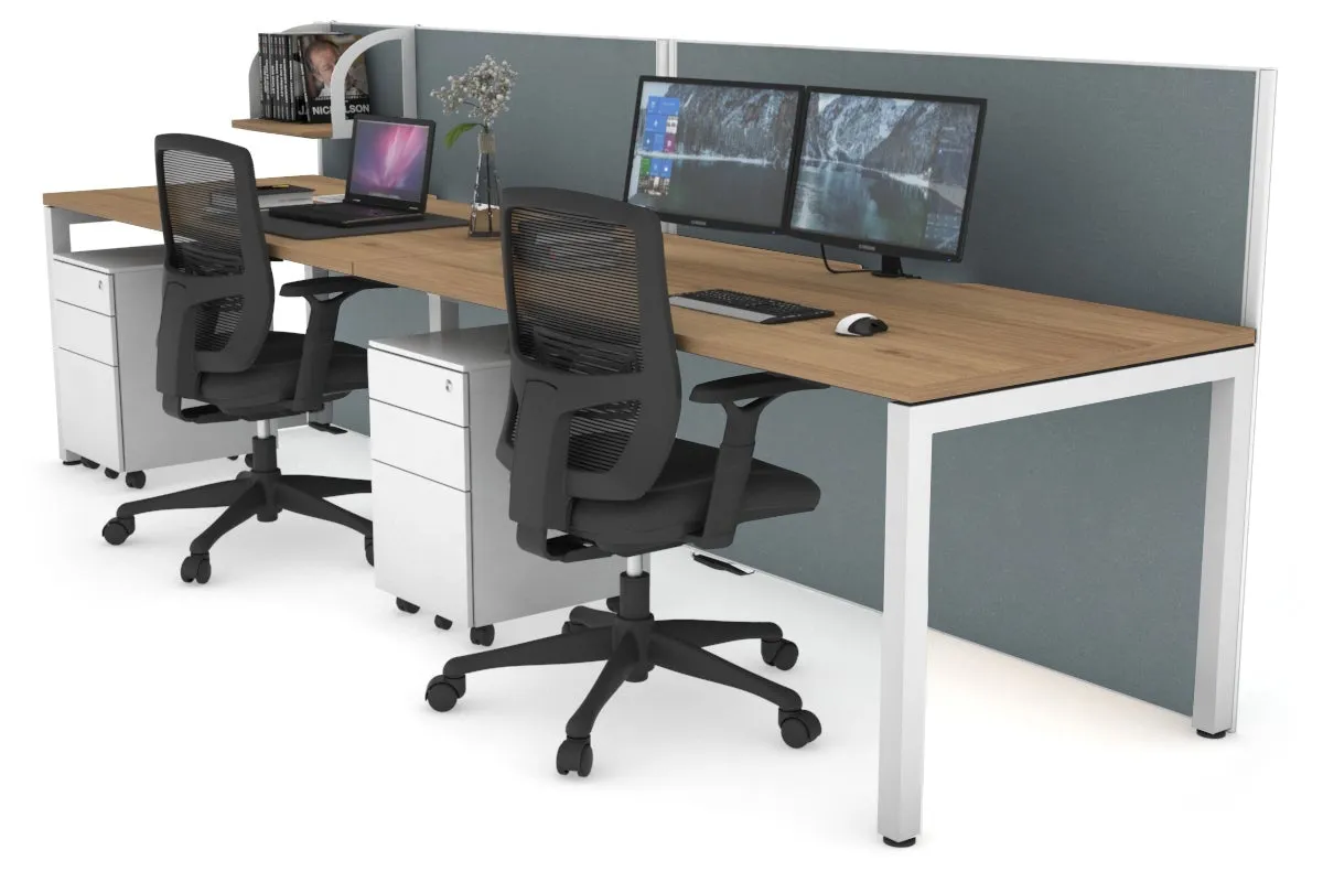Horizon Quadro 2 Person Run Square Legs Office Workstation [1200L x 800W with Cable Scallop]