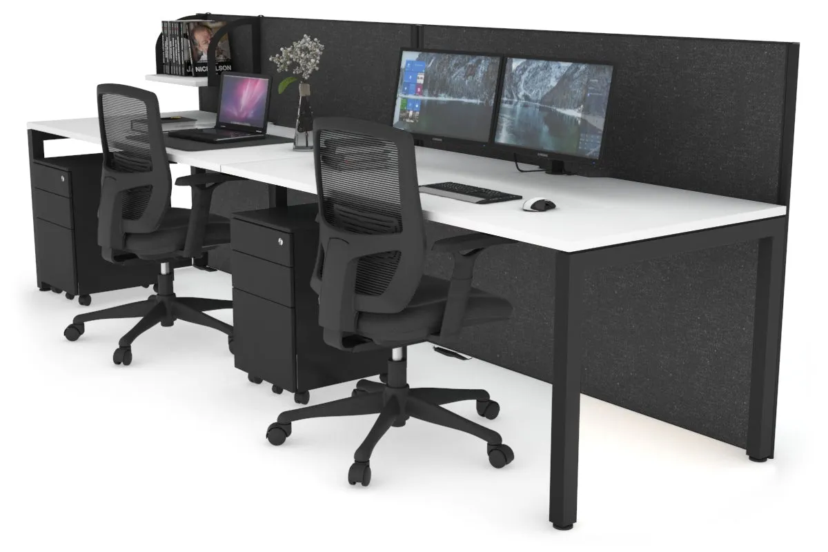Horizon Quadro 2 Person Run Square Legs Office Workstation [1200L x 800W with Cable Scallop]