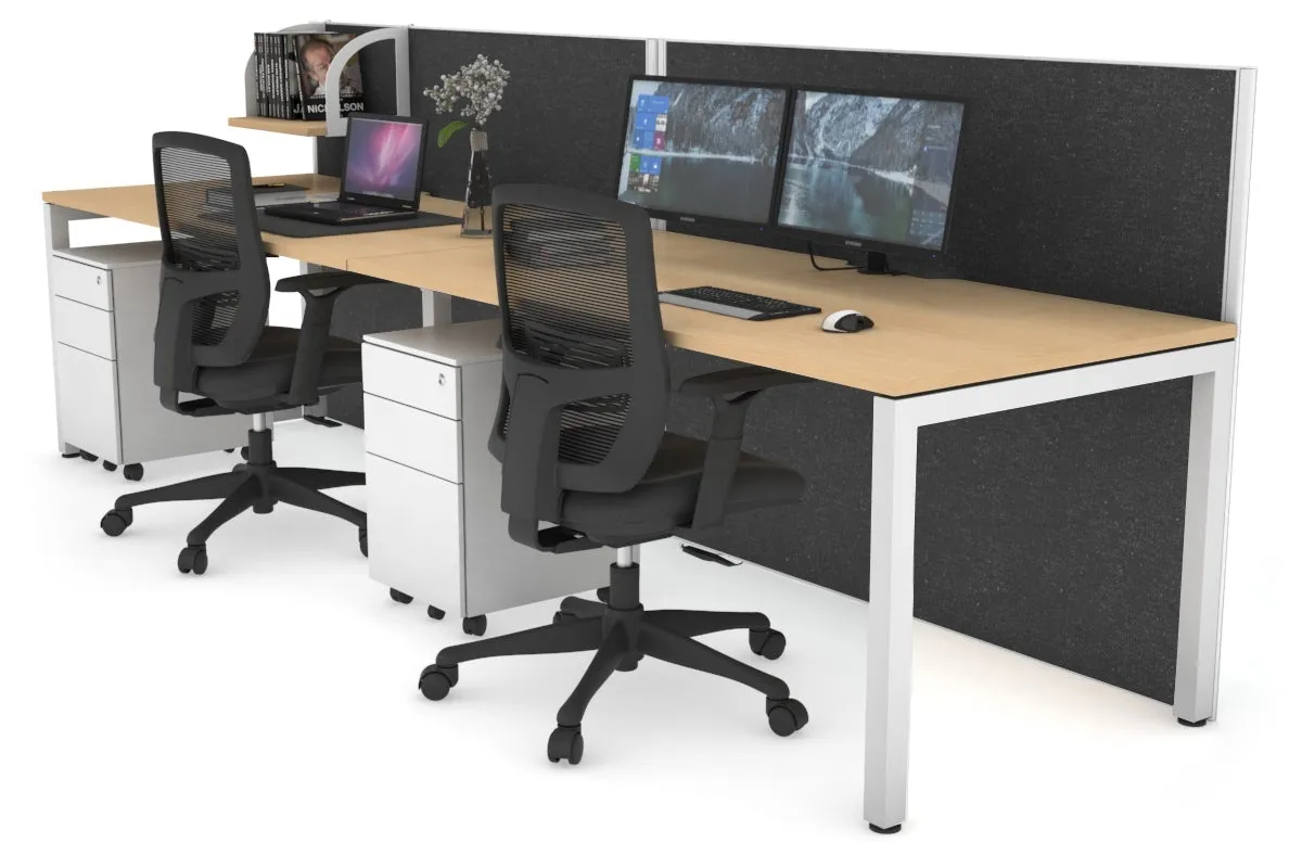 Horizon Quadro 2 Person Run Square Legs Office Workstation [1200L x 800W with Cable Scallop]