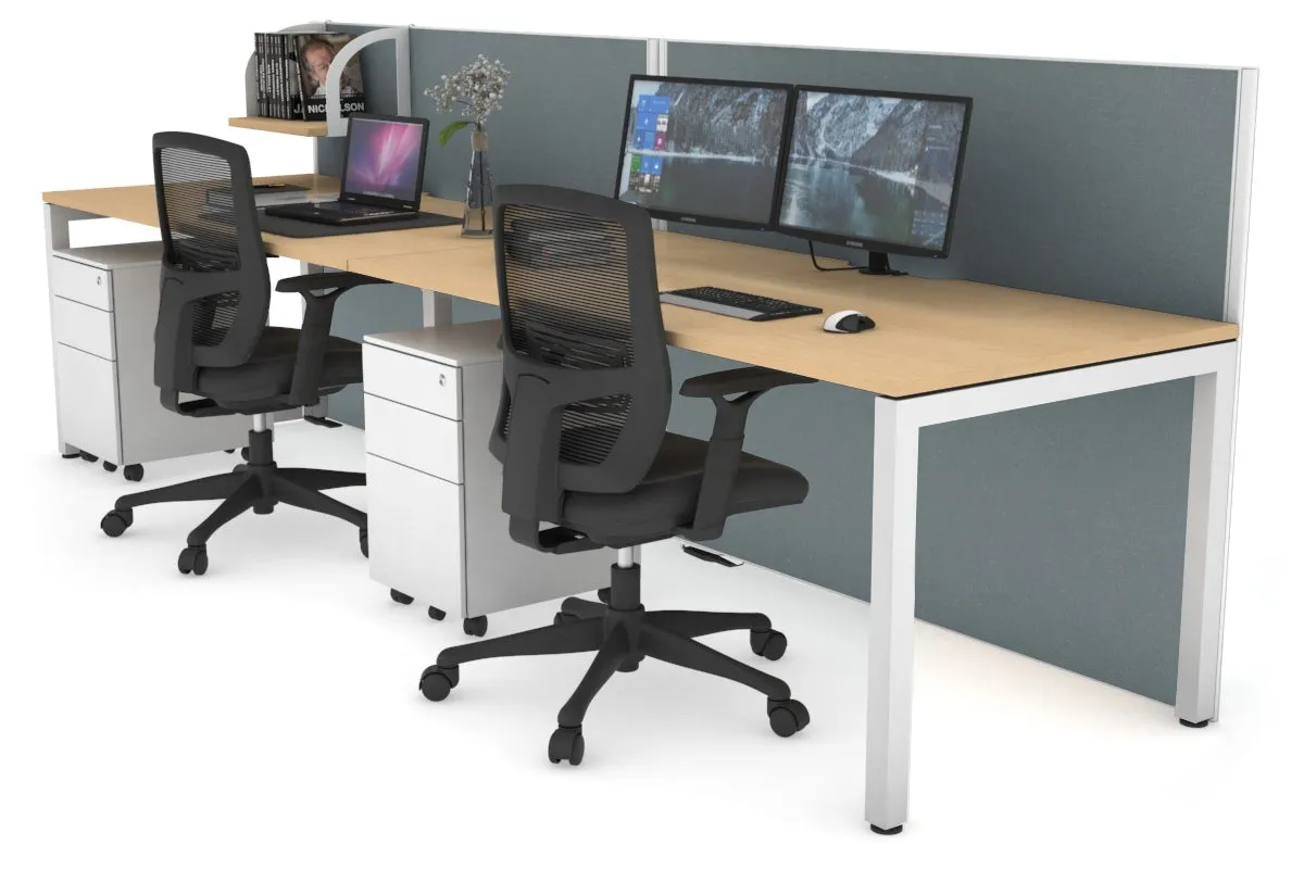 Horizon Quadro 2 Person Run Square Legs Office Workstation [1200L x 800W with Cable Scallop]