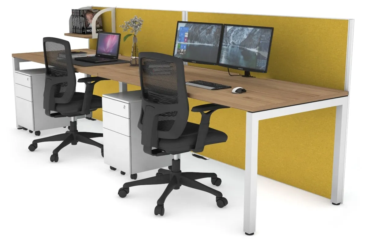 Horizon Quadro 2 Person Run Square Legs Office Workstation [1200L x 800W with Cable Scallop]