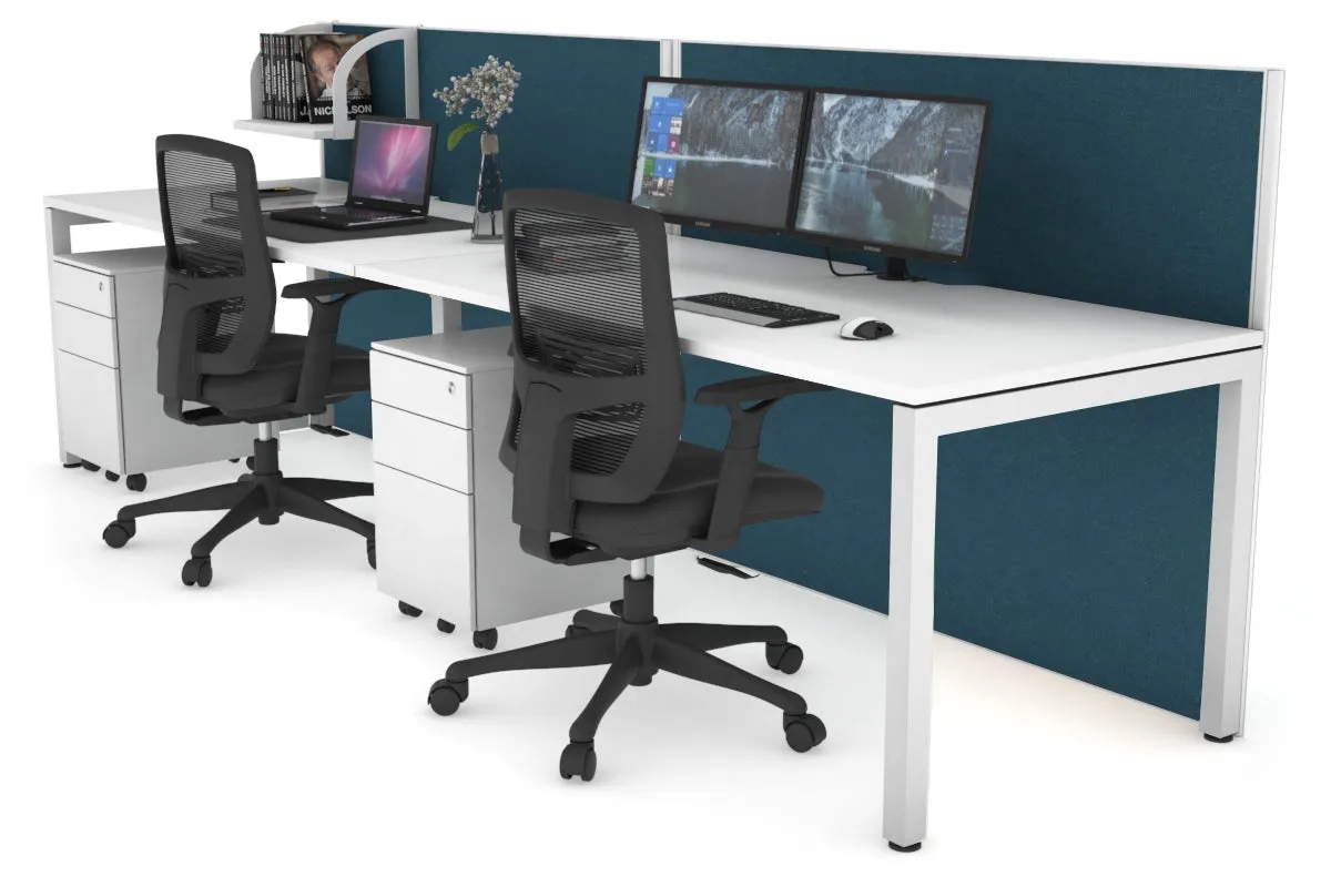 Horizon Quadro 2 Person Run Square Legs Office Workstation [1200L x 800W with Cable Scallop]