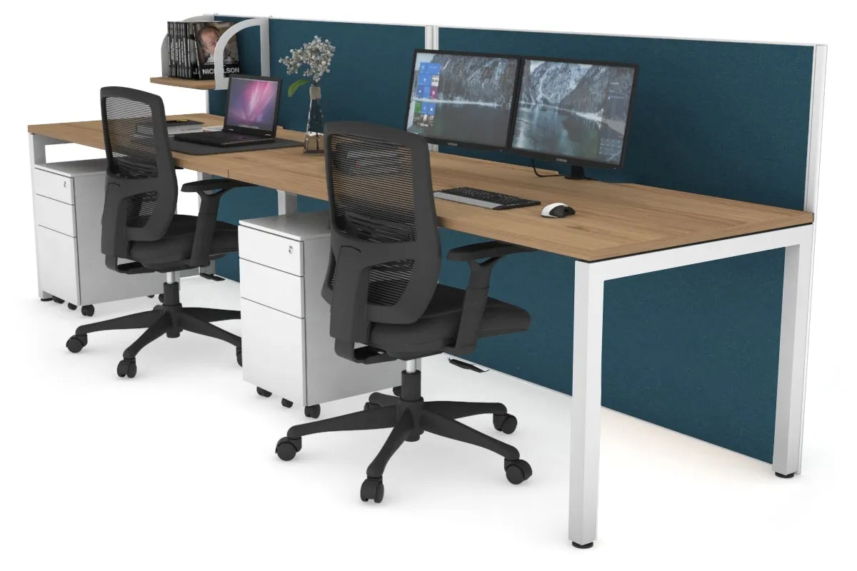 Horizon Quadro 2 Person Run Square Legs Office Workstation [1200L x 800W with Cable Scallop]