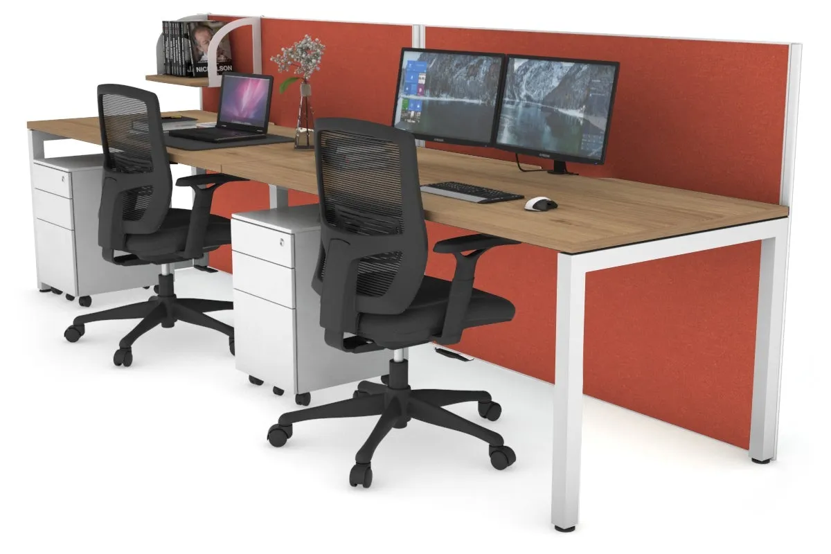 Horizon Quadro 2 Person Run Square Legs Office Workstation [1200L x 800W with Cable Scallop]