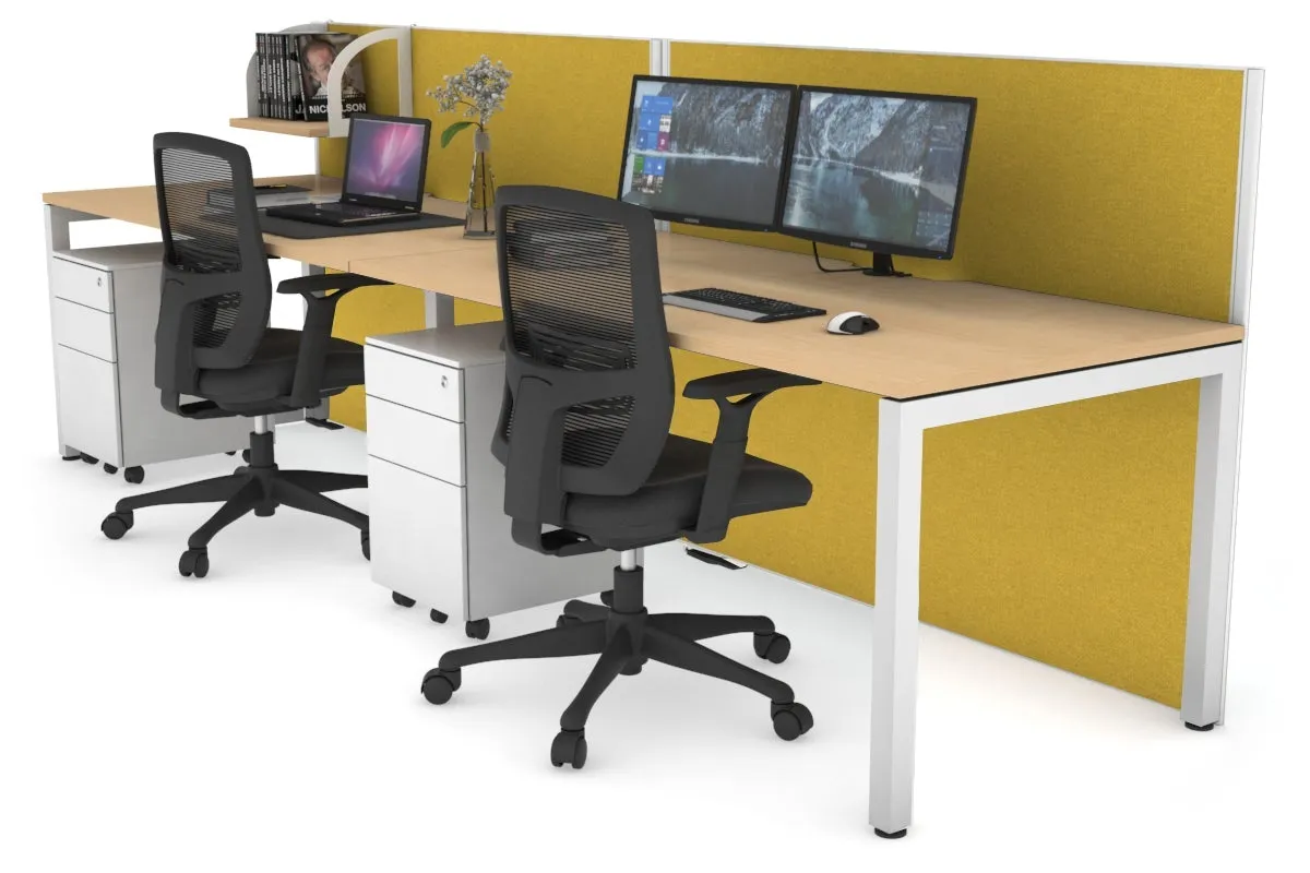 Horizon Quadro 2 Person Run Square Legs Office Workstation [1200L x 800W with Cable Scallop]