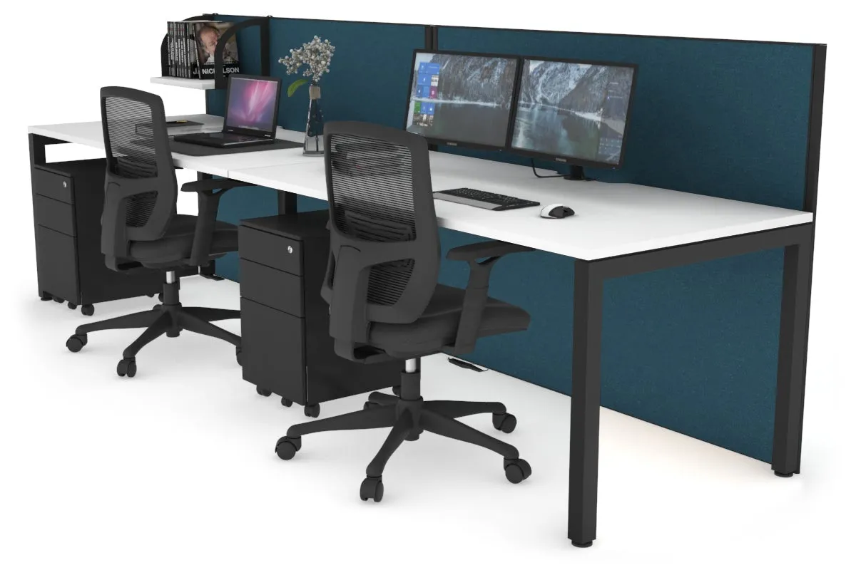 Horizon Quadro 2 Person Run Square Legs Office Workstation [1200L x 800W with Cable Scallop]