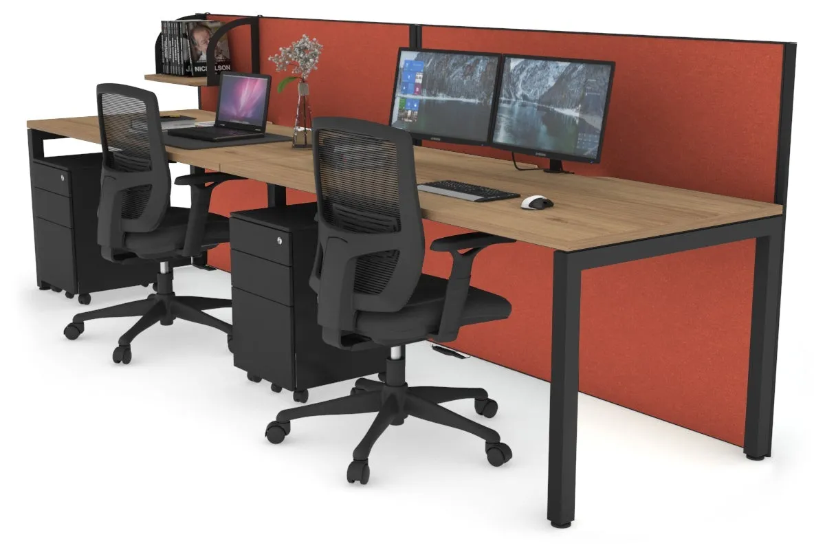 Horizon Quadro 2 Person Run Square Legs Office Workstation [1200L x 800W with Cable Scallop]