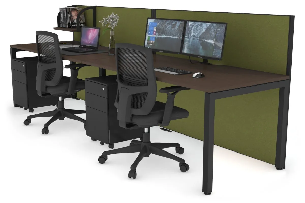 Horizon Quadro 2 Person Run Square Legs Office Workstation [1200L x 800W with Cable Scallop]