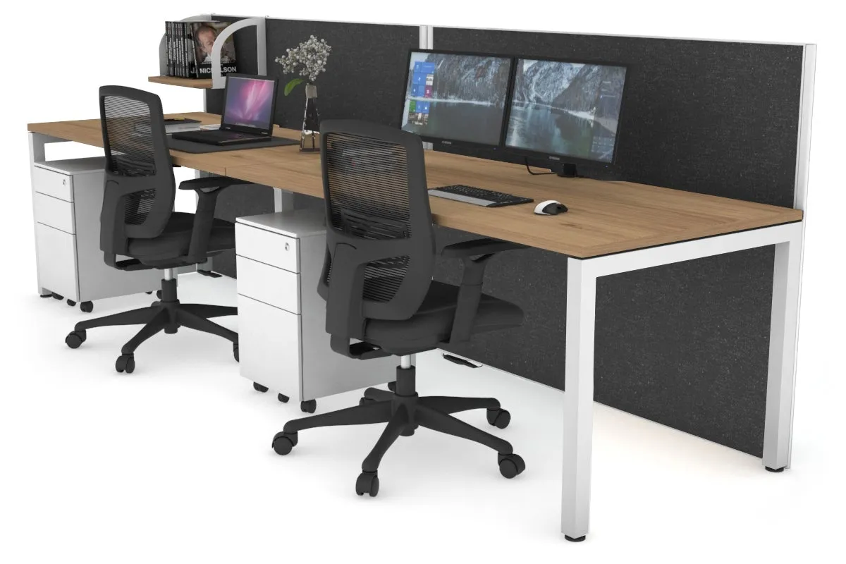 Horizon Quadro 2 Person Run Square Legs Office Workstation [1200L x 800W with Cable Scallop]