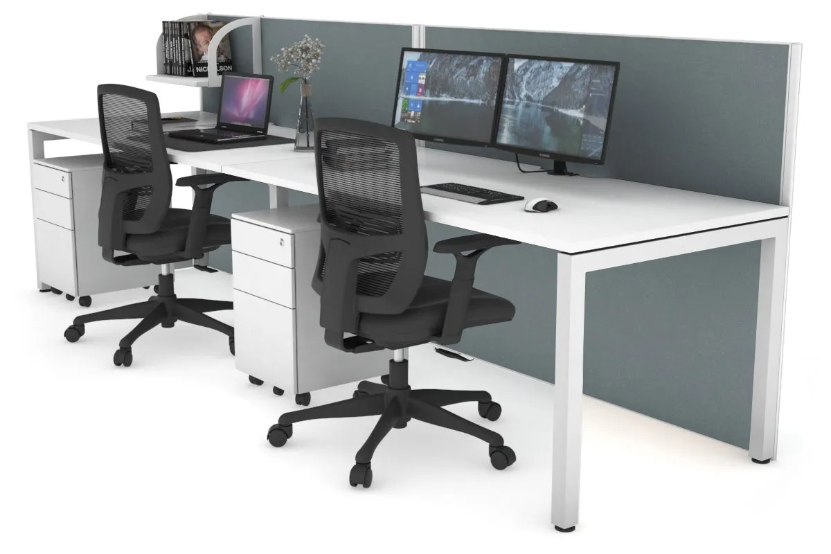 Horizon Quadro 2 Person Run Square Legs Office Workstation [1200L x 800W with Cable Scallop]