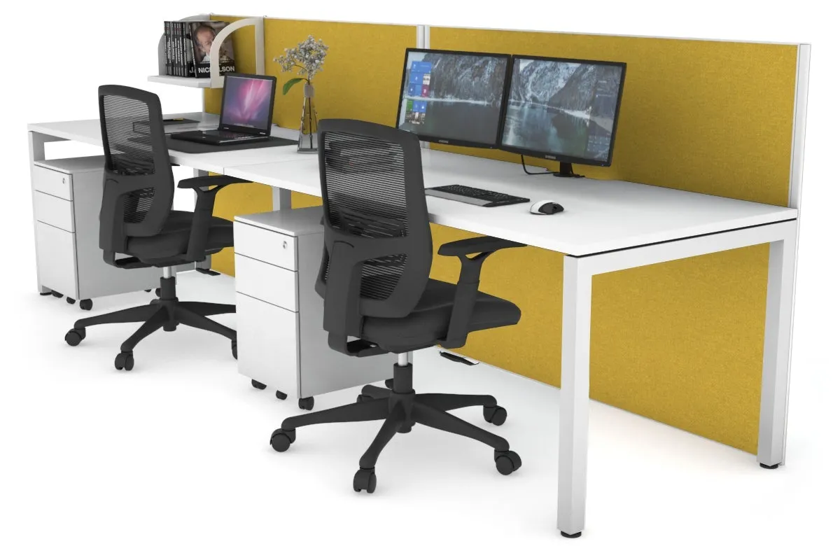 Horizon Quadro 2 Person Run Square Legs Office Workstation [1200L x 800W with Cable Scallop]