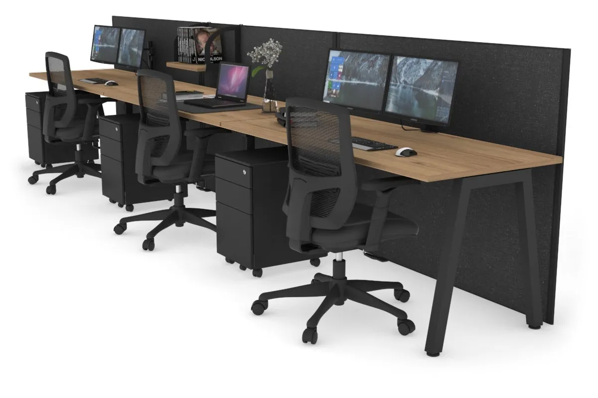 Horizon Quadro 3 Person Run A Legs Office Workstation [1600L x 700W]
