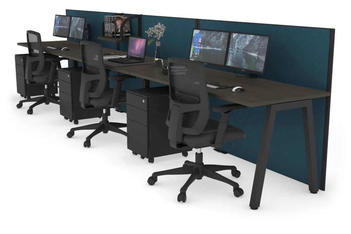 Horizon Quadro 3 Person Run A Legs Office Workstation [1600L x 700W]