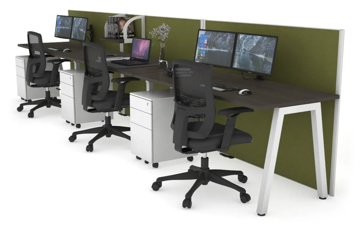 Horizon Quadro 3 Person Run A Legs Office Workstation [1600L x 700W]