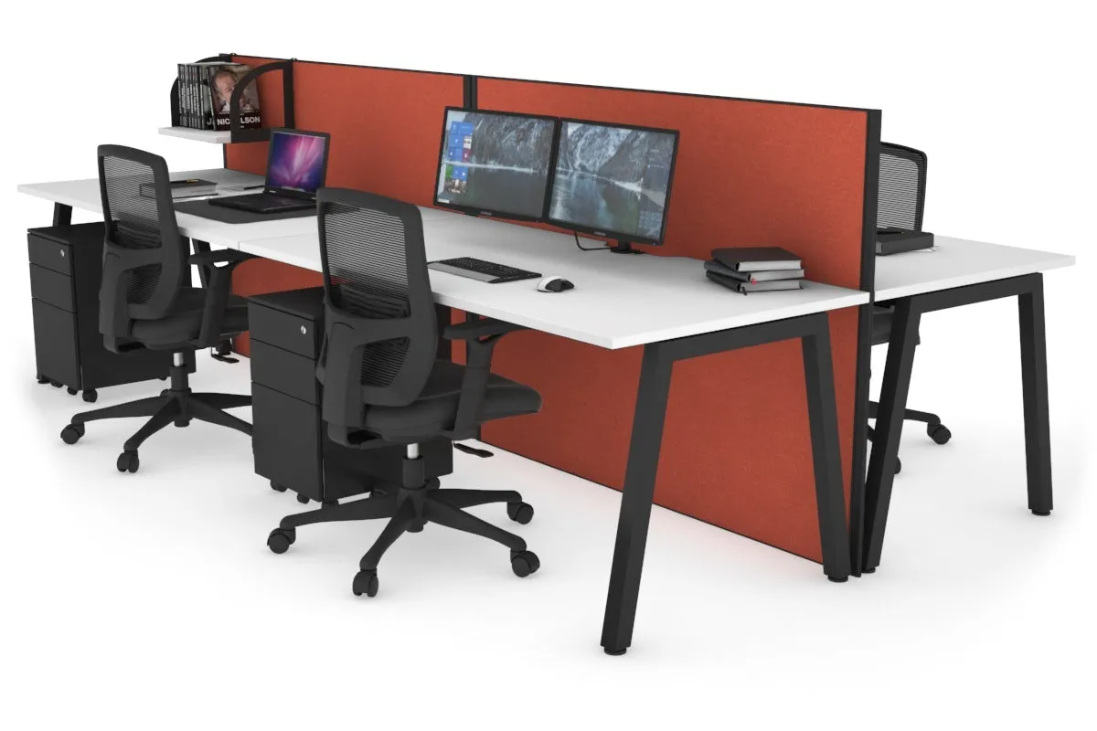 Horizon Quadro 4 Person Bench A Legs Office Workstation [1200L x 800W with Cable Scallop]