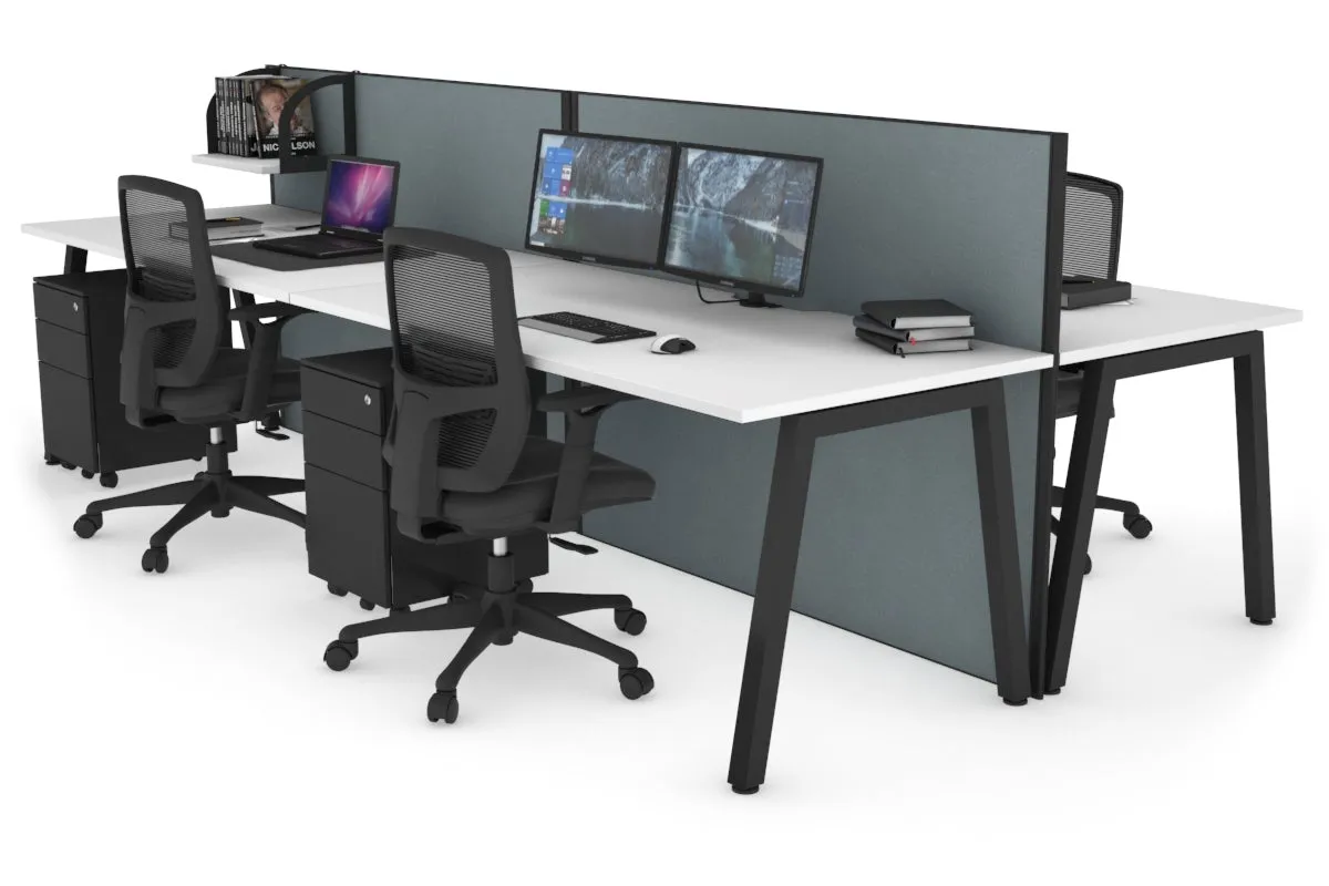 Horizon Quadro 4 Person Bench A Legs Office Workstation [1200L x 800W with Cable Scallop]