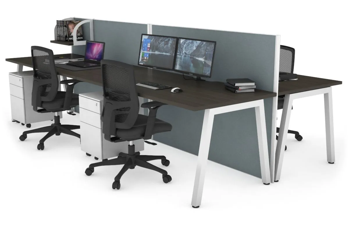 Horizon Quadro 4 Person Bench A Legs Office Workstation [1800L x 800W with Cable Scallop]