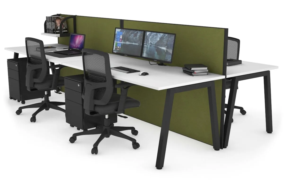 Horizon Quadro 4 Person Bench A Legs Office Workstation [1800L x 800W with Cable Scallop]