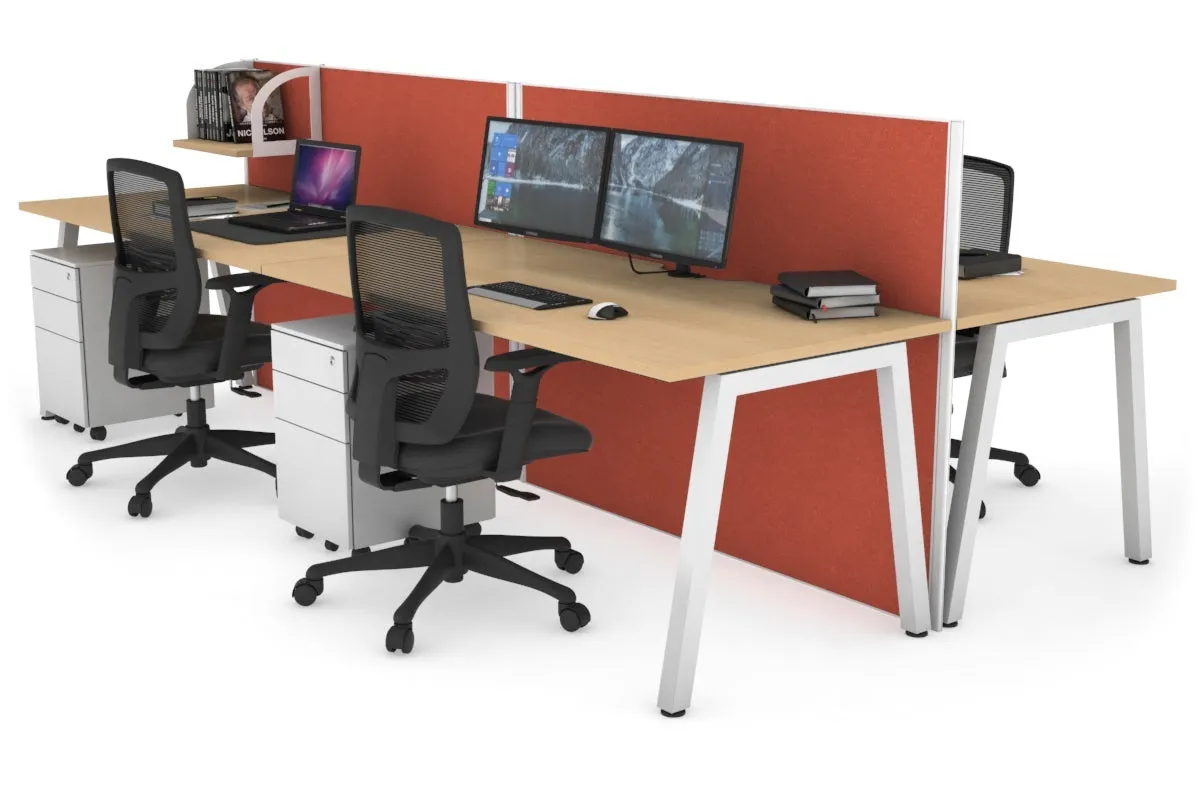 Horizon Quadro 4 Person Bench A Legs Office Workstation [1800L x 800W with Cable Scallop]