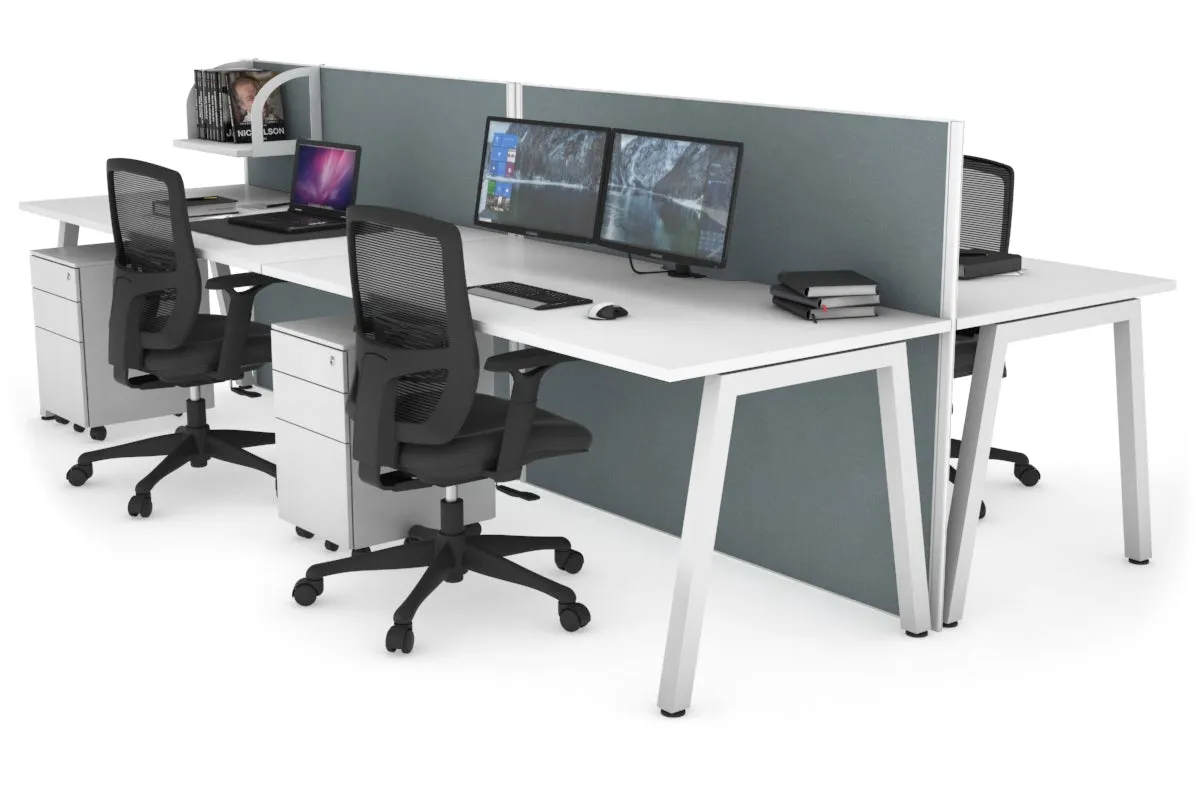 Horizon Quadro 4 Person Bench A Legs Office Workstation [1800L x 800W with Cable Scallop]