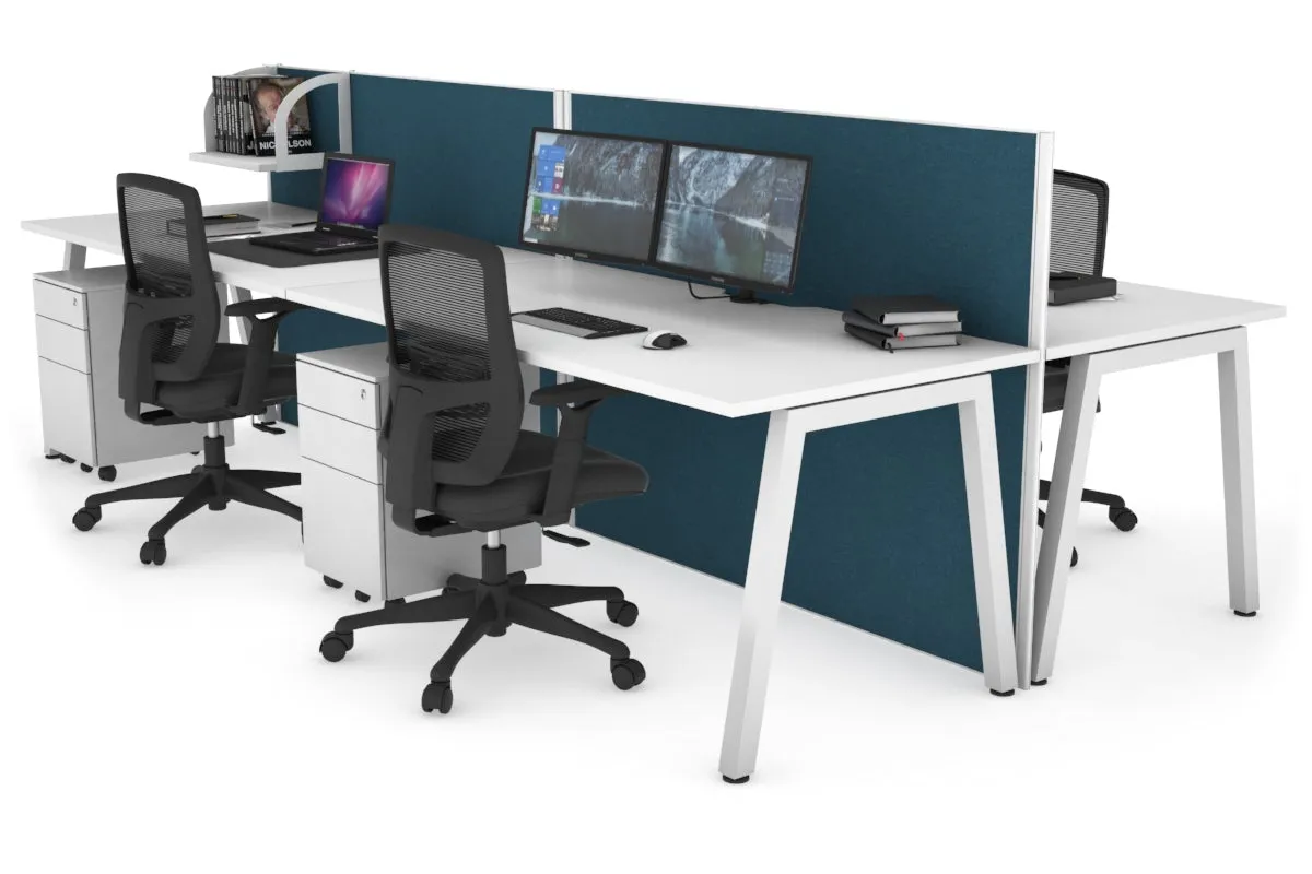 Horizon Quadro 4 Person Bench A Legs Office Workstation [1800L x 800W with Cable Scallop]