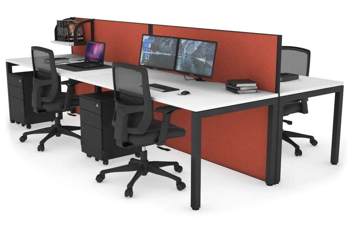 Horizon Quadro 4 Person Bench Square Legs Office Workstation [1600L x 800W with Cable Scallop]