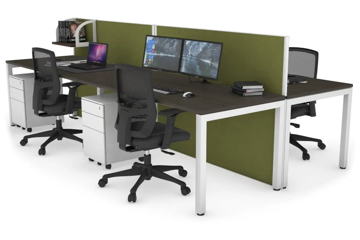 Horizon Quadro 4 Person Bench Square Legs Office Workstation [1600L x 800W with Cable Scallop]