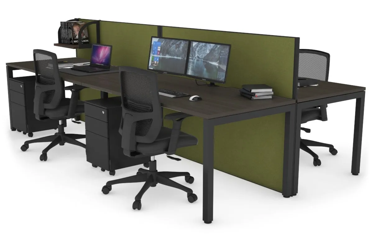 Horizon Quadro 4 Person Bench Square Legs Office Workstation [1600L x 800W with Cable Scallop]
