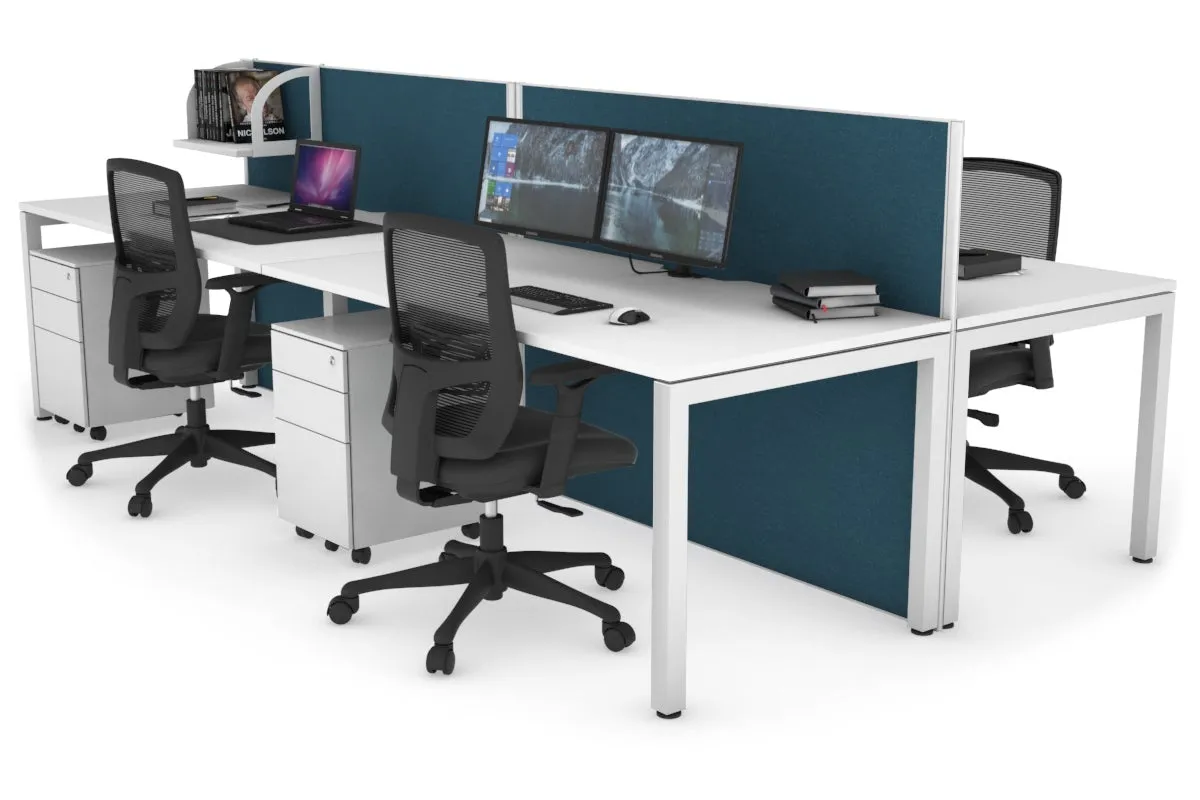 Horizon Quadro 4 Person Bench Square Legs Office Workstation [1600L x 800W with Cable Scallop]