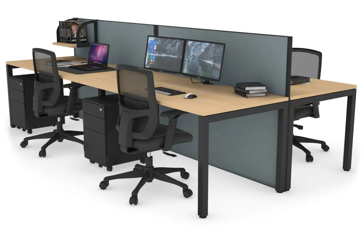Horizon Quadro 4 Person Bench Square Legs Office Workstation [1600L x 800W with Cable Scallop]