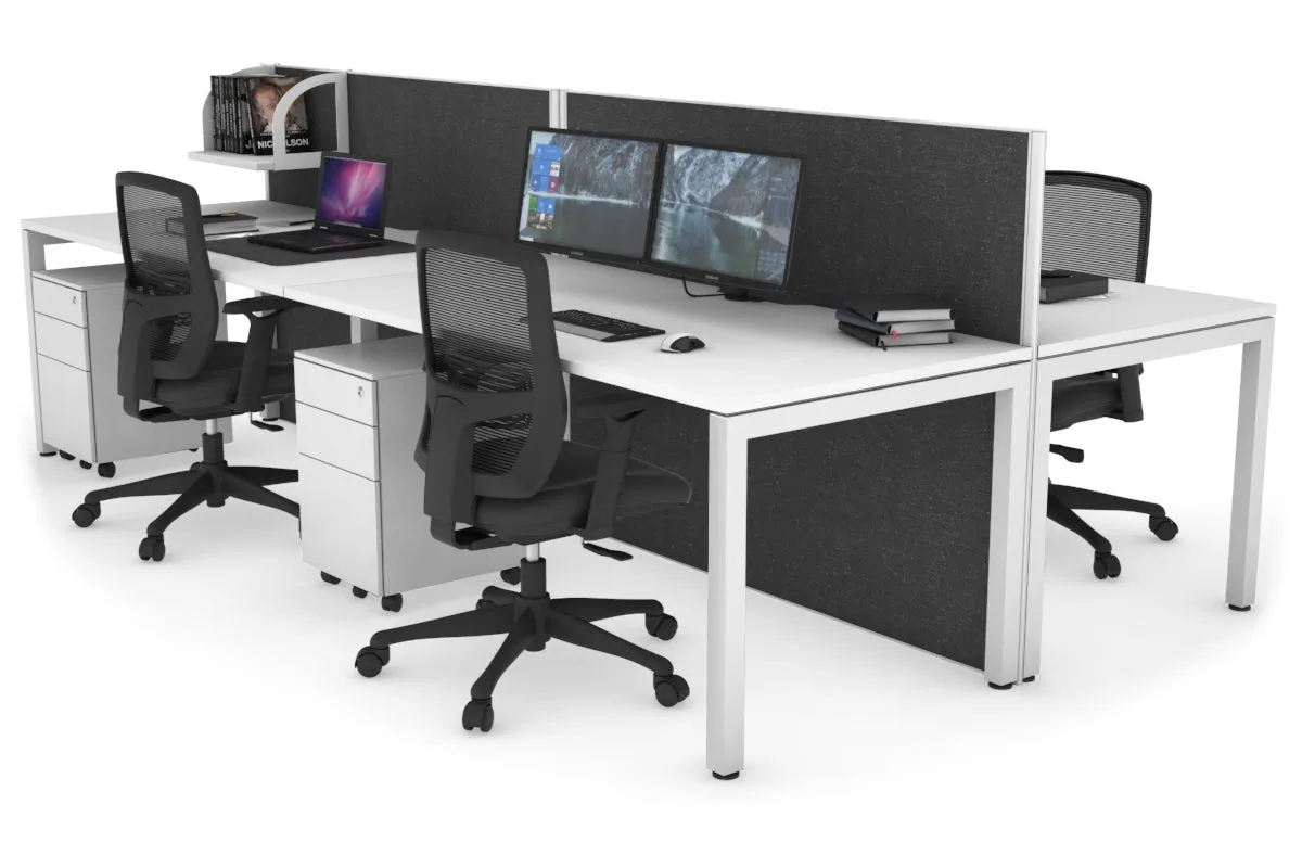 Horizon Quadro 4 Person Bench Square Legs Office Workstation [1600L x 800W with Cable Scallop]