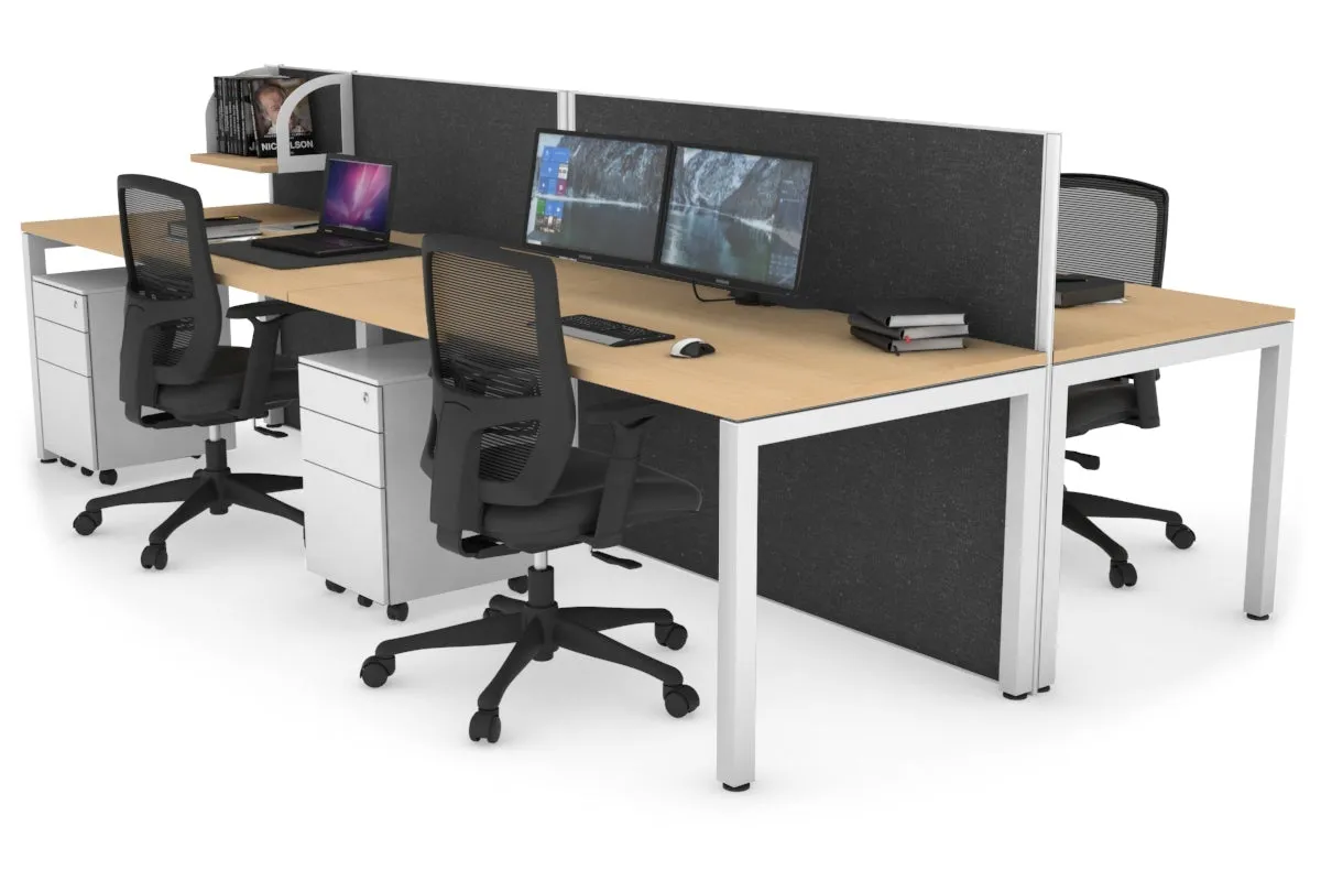 Horizon Quadro 4 Person Bench Square Legs Office Workstation [1600L x 800W with Cable Scallop]