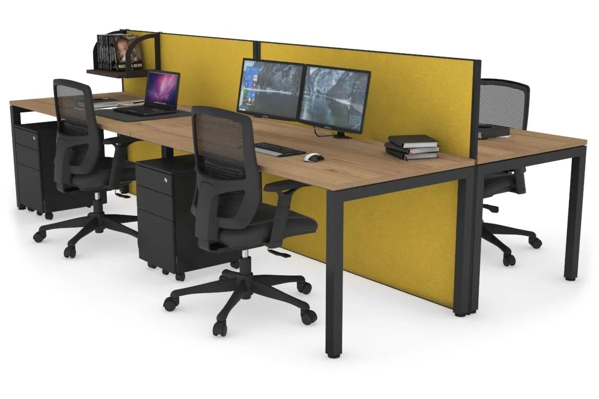 Horizon Quadro 4 Person Bench Square Legs Office Workstation [1600L x 800W with Cable Scallop]