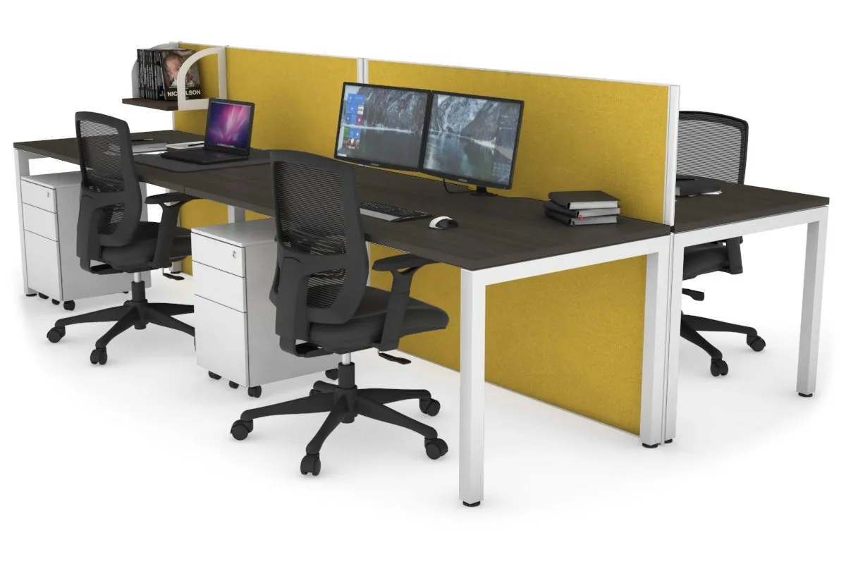 Horizon Quadro 4 Person Bench Square Legs Office Workstation [1600L x 800W with Cable Scallop]