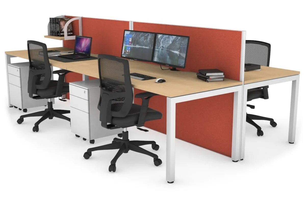 Horizon Quadro 4 Person Bench Square Legs Office Workstation [1600L x 800W with Cable Scallop]