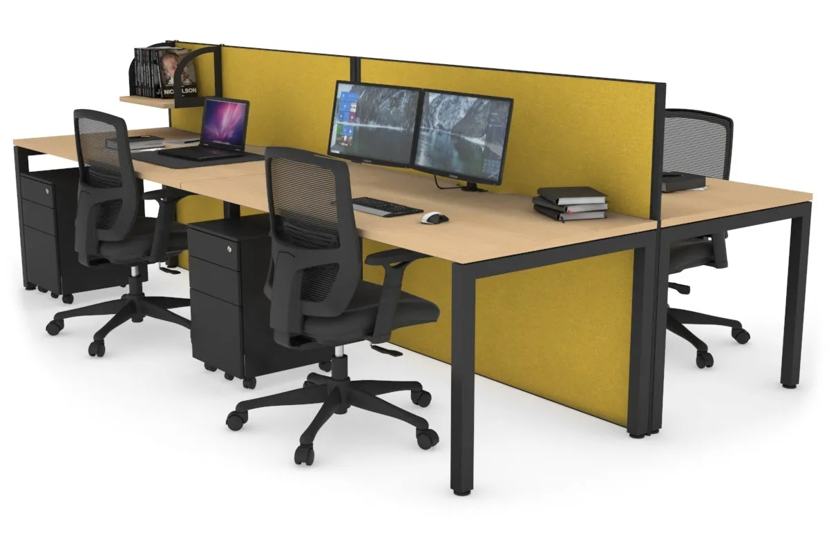 Horizon Quadro 4 Person Bench Square Legs Office Workstation [1600L x 800W with Cable Scallop]