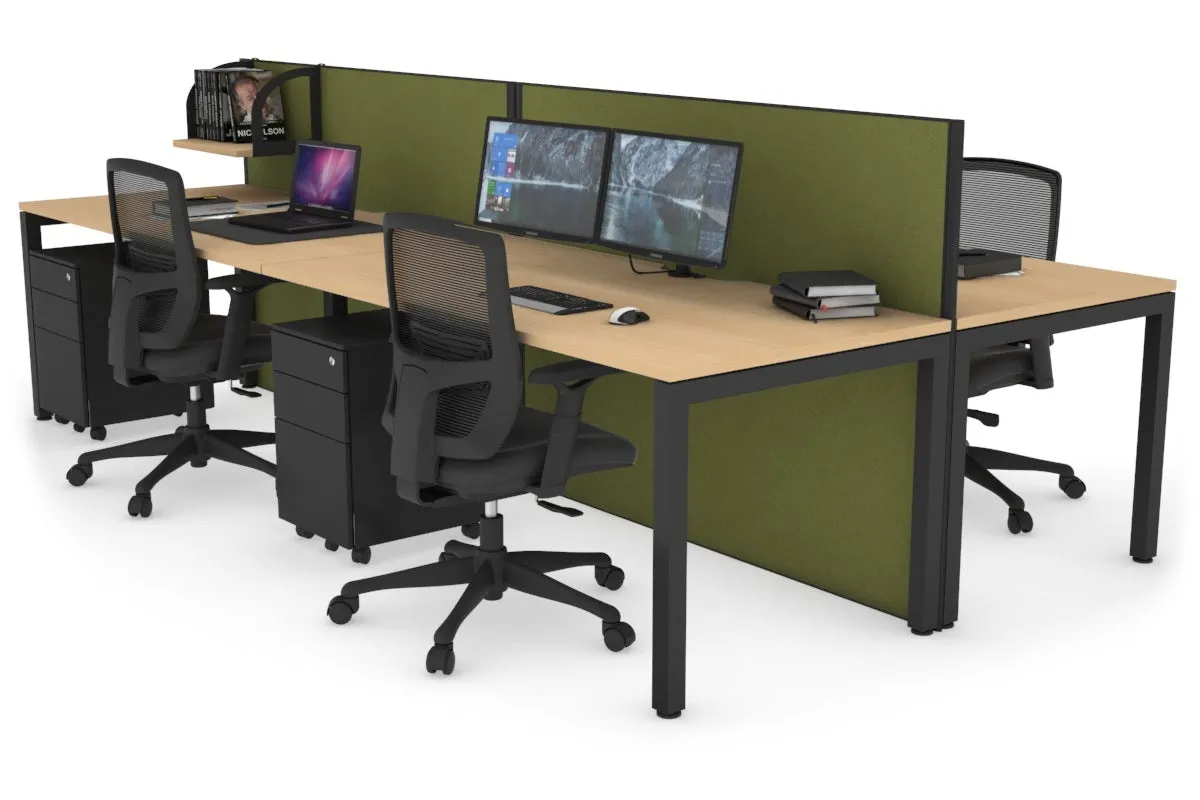 Horizon Quadro 4 Person Bench Square Legs Office Workstation [1600L x 800W with Cable Scallop]