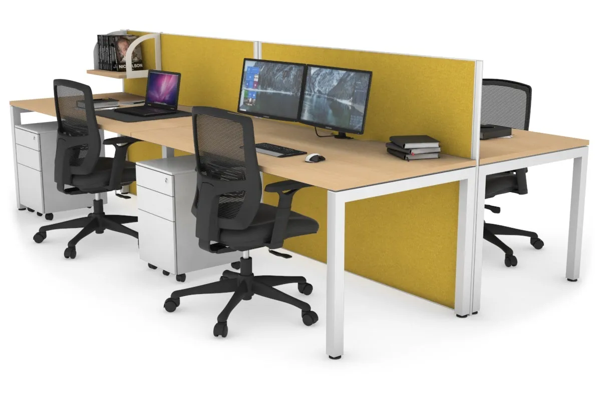 Horizon Quadro 4 Person Bench Square Legs Office Workstation [1600L x 800W with Cable Scallop]