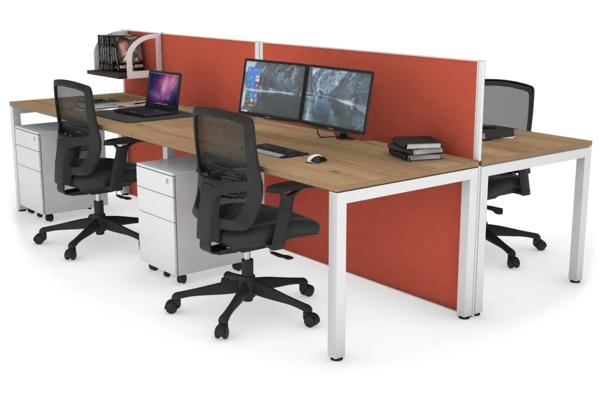 Horizon Quadro 4 Person Bench Square Legs Office Workstation [1600L x 800W with Cable Scallop]