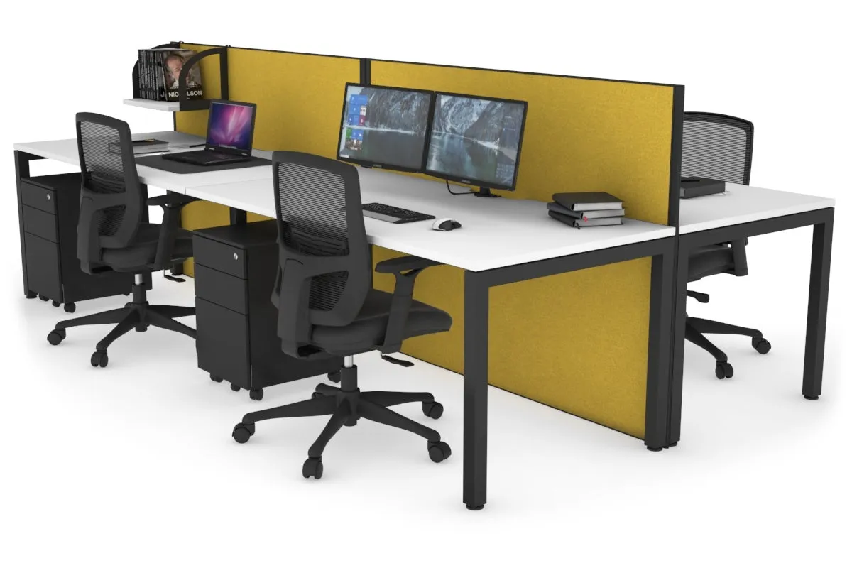 Horizon Quadro 4 Person Bench Square Legs Office Workstation [1600L x 800W with Cable Scallop]