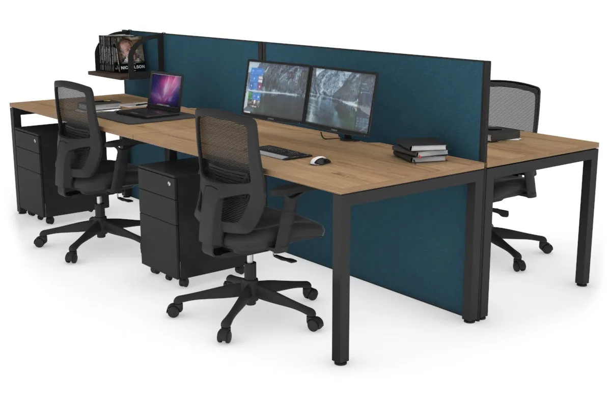 Horizon Quadro 4 Person Bench Square Legs Office Workstation [1600L x 800W with Cable Scallop]