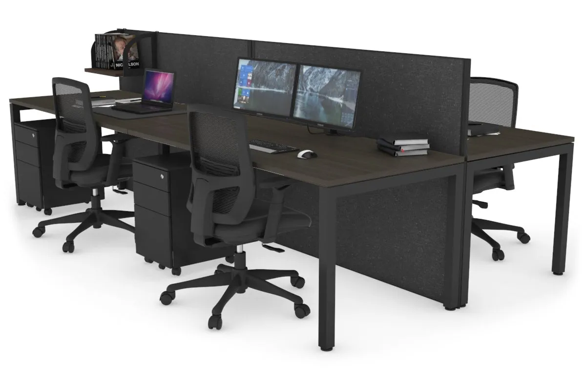 Horizon Quadro 4 Person Bench Square Legs Office Workstation [1600L x 800W with Cable Scallop]